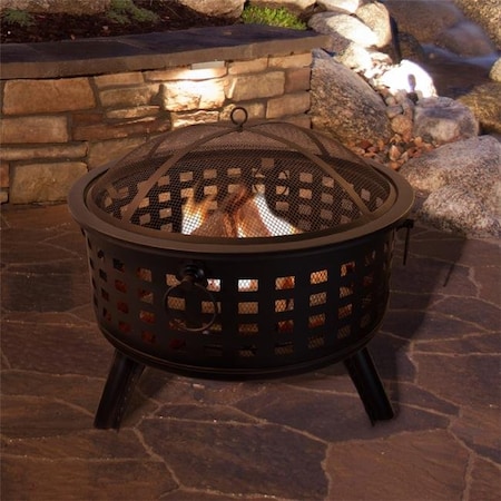 Pure Garden Pure Garden 50-FP189 26 in. Round Wood Burning Metal Fire Pit Set 50-FP189